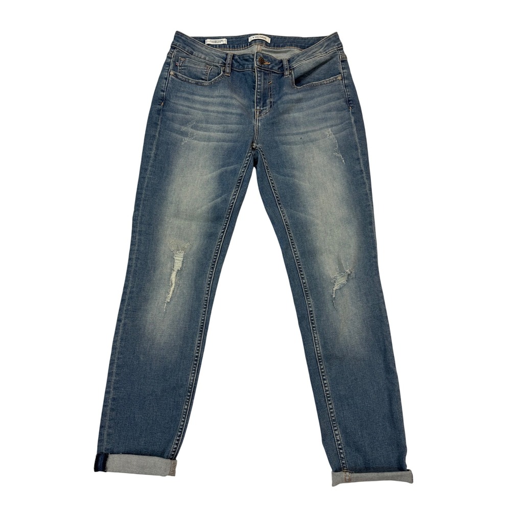 Vigoss Thompson Tomboy Jeans Womens 30 Blue Excellent Distressed Relaxed Fit